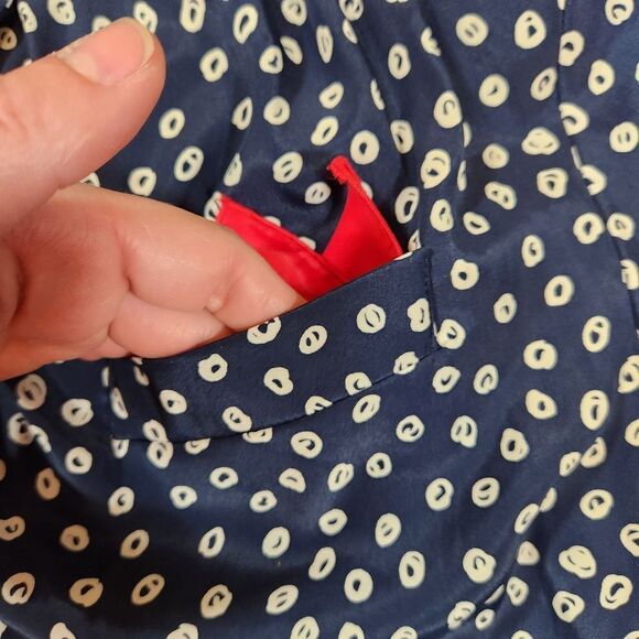 🇬🇪🍑Vintage Schrader Blue Buttoned Front Long Sleeve Dress Size 10 - Picture 5 of 10